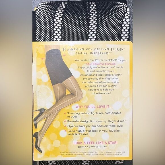 New in Package- Spanx Star Power Black Center Stage Shaping Tights Size C - Picture 2 of 3